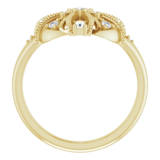 14K Yellow 1/4 CTW Diamond Vintage-Inspired Ring