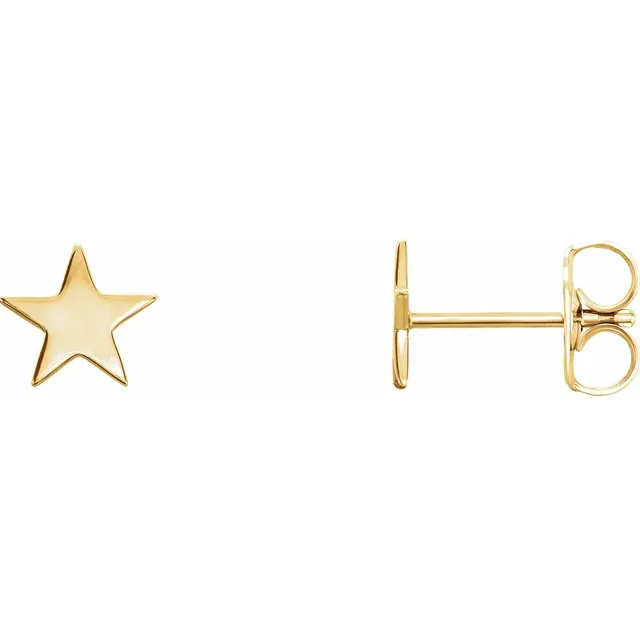 14K Yellow Star Earrings-