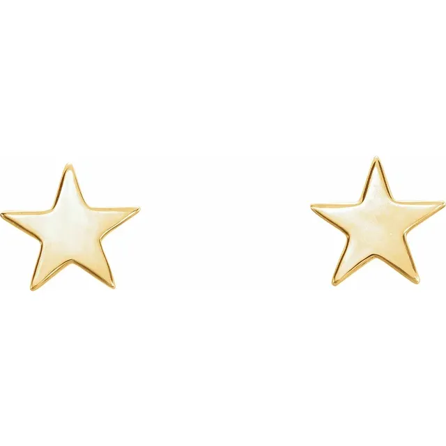 14K Yellow Star Earrings-
