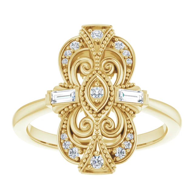 14K Yellow 1/6 CTW Diamond Vintage-Inspired Ring