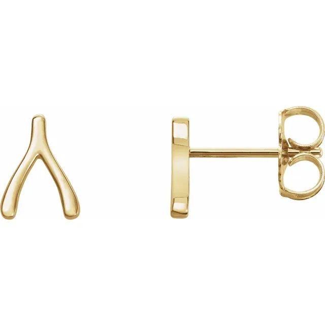 14K Yellow Wishbone Earrings-