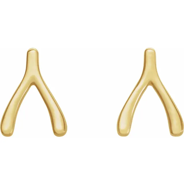 14K Yellow Wishbone Earrings-
