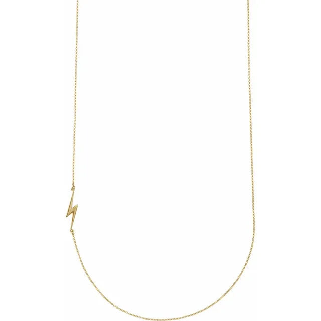 14K Yellow Lightning Bolt 16" Necklace-