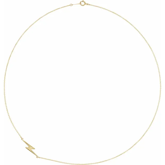14K Yellow Lightning Bolt 16" Necklace-