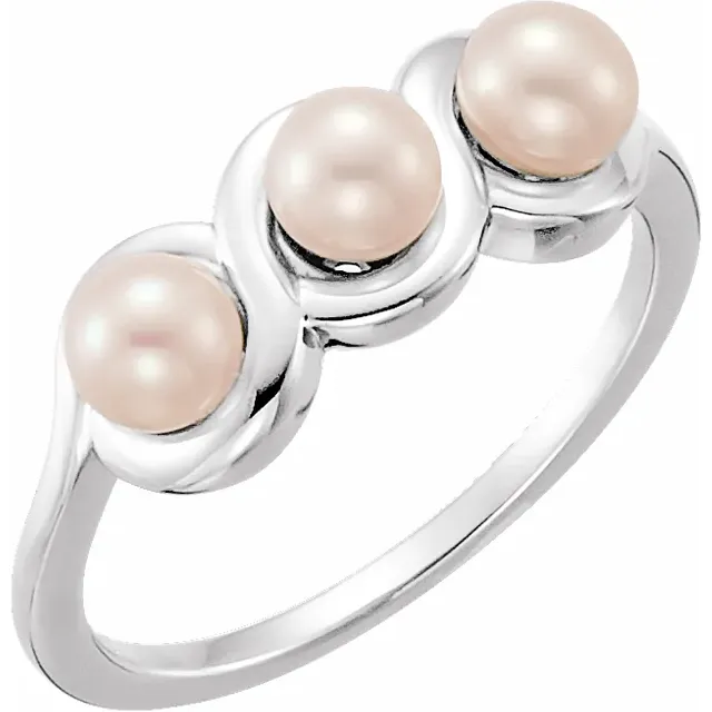 14K White Freshwater Cultured Pearl Ring-7.00 (approximate standard size)-