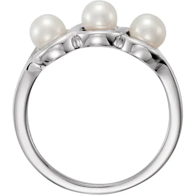14K White Freshwater Cultured Pearl Ring-7.00 (approximate standard size)-