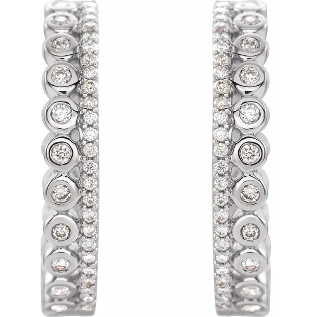 14K White 1/3 CTW Diamond Geometric Hoop Earrings