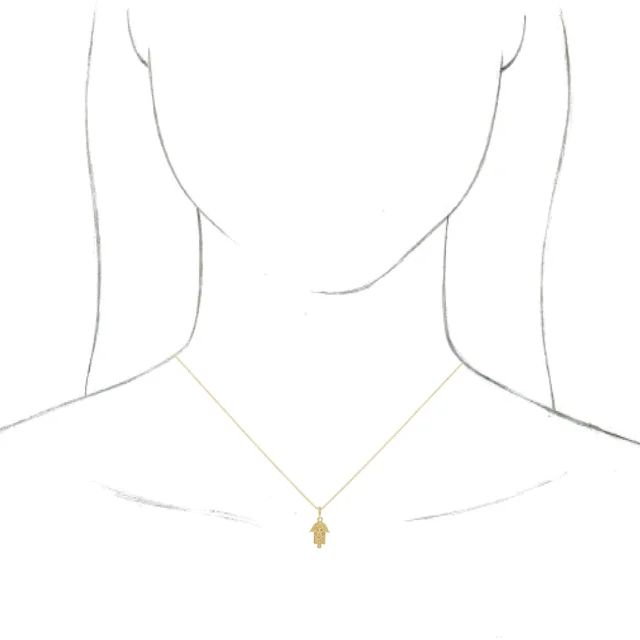 14K Yellow Hamsa 16-18" Necklace