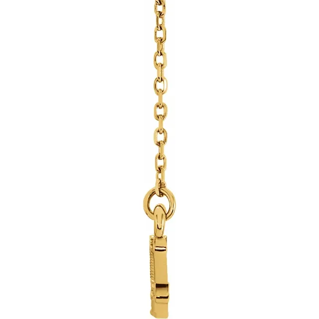 14K Yellow Beaded Bar 16-18" Necklace-