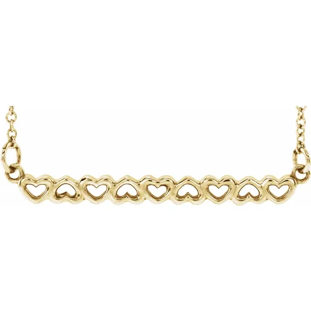 14K Yellow Heart Bar 16-18" Necklace