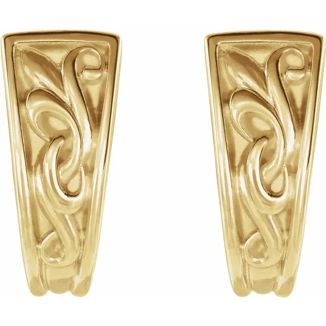 14K Yellow Vintage-Inspired J-Hoop Earrings-