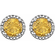 Sterling Silver Citrine & .1 CTW Diamond Earrings