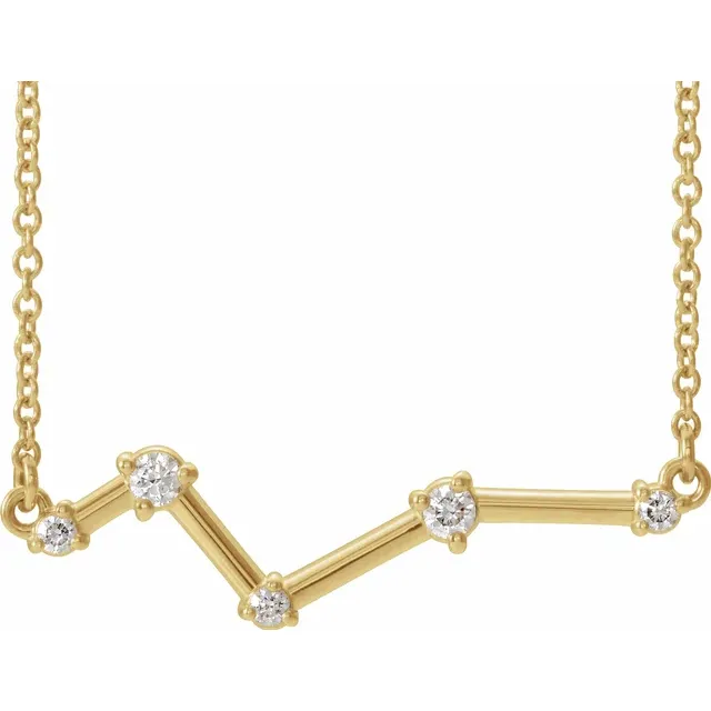14K Yellow 1/10 CTW Diamond Constellation 16" Necklace-