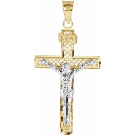 14K Yellow & White 31x19.75 mm Crucifix Pendant