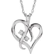 14K White .3 CTW Diamond Heart 18" Necklace
