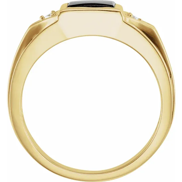 14K Yellow Onyx & .04 CTW Diamond Bezel-Set Ring-11.00(aproximate standard size)-