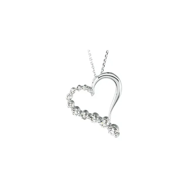 14K White 1 CTW Diamond Journey Heart 18" Necklace