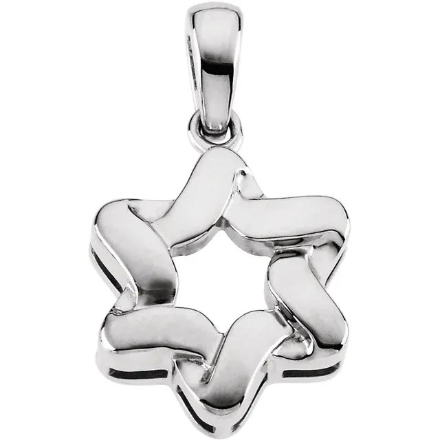 14K White 23x17.5 mm Star of David Pendant-