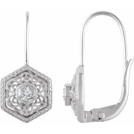 14K White .6 CTW Diamond Filigree Earrings