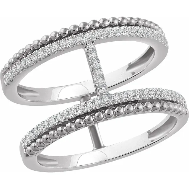 14K White 1/5 CTW Diamond Negative Space Ring-7.00 (approximate standard size)-