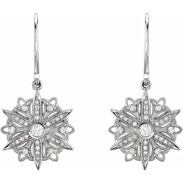 Sterling Silver 1/2 CTW Vintage-Style Dangle Earrings-