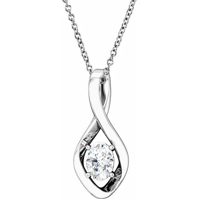14K Yellow 7x5 mm Oval Forever One™ Moissanite 16-18" Necklace-