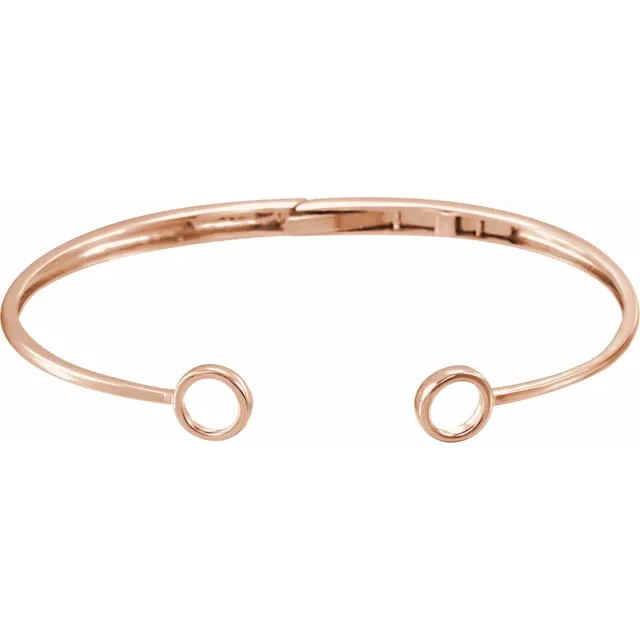 14K Rose Hinged Circle Cuff 7" Bracelet-