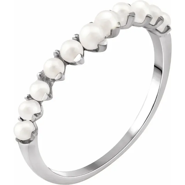14K White Freshwater Cultured Pearl Ring-7.00 (approximate standard size)-