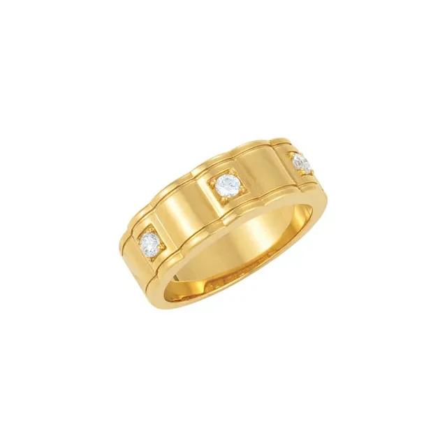 14K White 1/4 CTW Diamond Men's Three-Stone Ring-