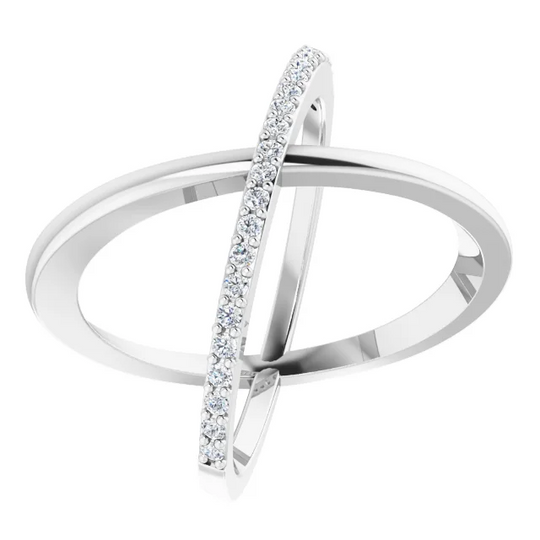 14K White 1/4 CTW Diamond Criss-Cross Ring