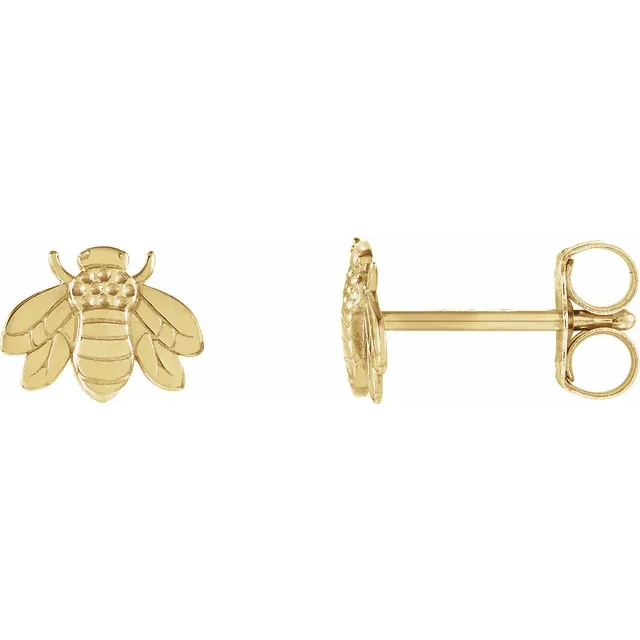 14K Yellow Bumblebee Earrings-