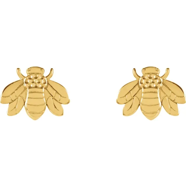14K Yellow Bumblebee Earrings-