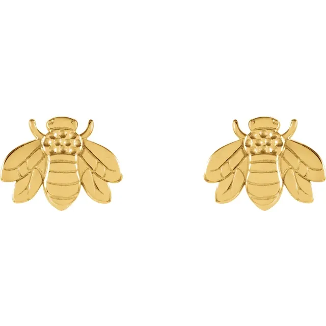 14K Yellow Bumblebee Earrings
