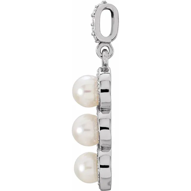 Platinum Freshwater Cultured Pearl & 1/5 CTW Diamond Halo-Style Pendant-