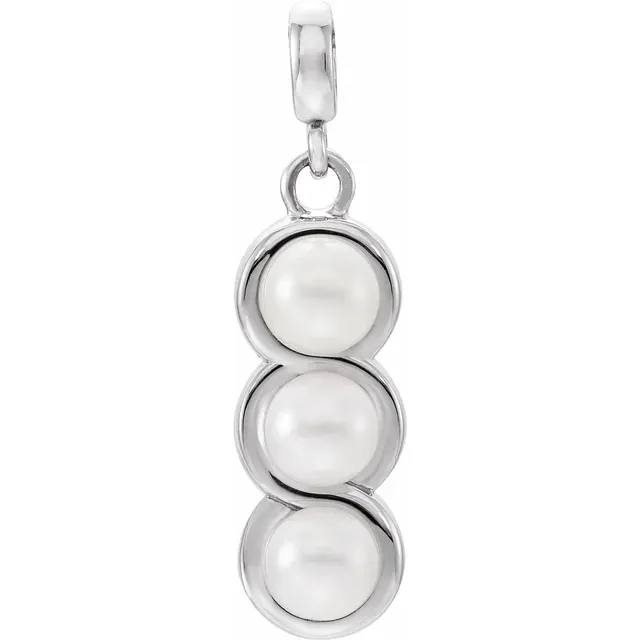 14K White 4.-4.5 mm Freshwater Cultured Pearl Pendant