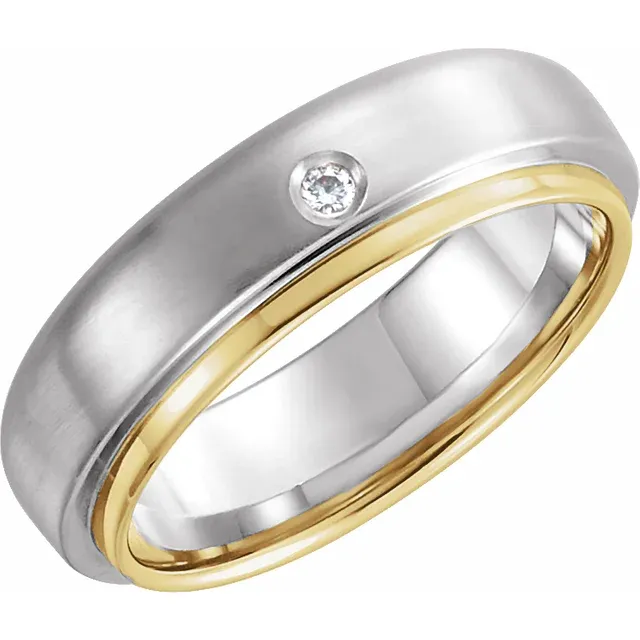 14K White & Yellow 6 mm Flat Edge Band Mounting Size 11-