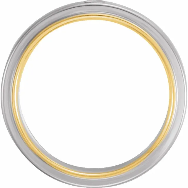 14K White & Yellow 6 mm Flat Edge Band Mounting Size 11-