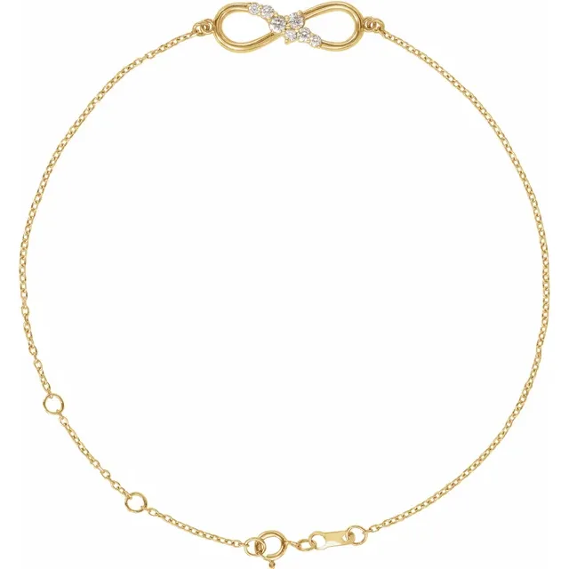 14K Yellow 1/8 CTW Diamond Infinity 6 1/2-7 1/2" Bracelet-