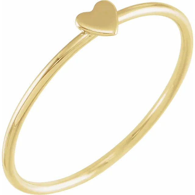 14K Yellow Stackable Heart Ring Size 7-