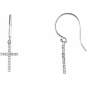 14K Rose 1/6 CTW Diamond Cross Earrings