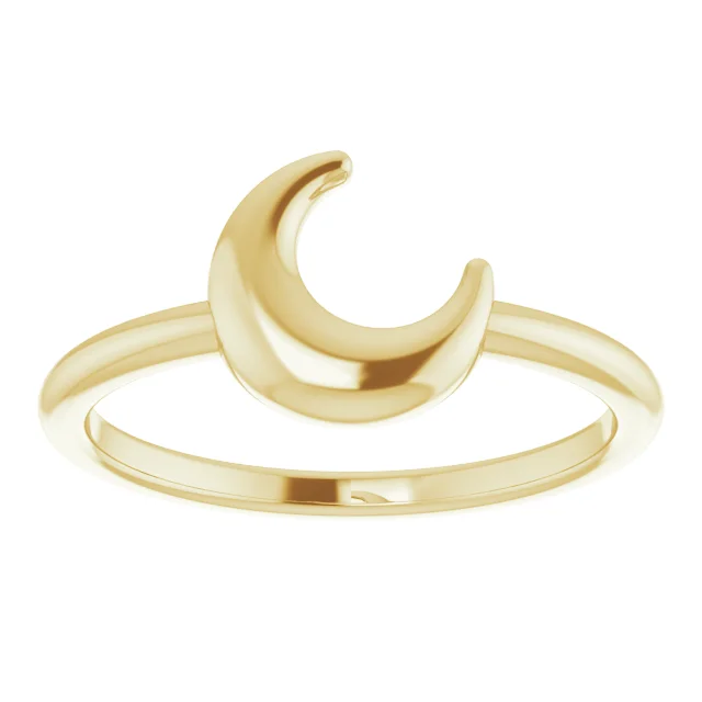 14K Yellow Crescent Moon Ring