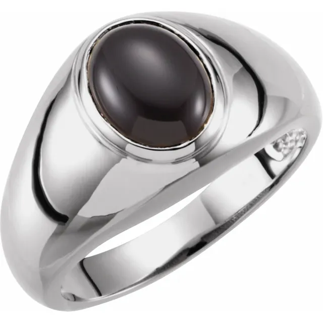 14K White Onyx Bezel-Set Ring-