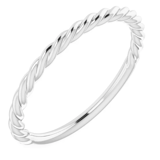 14K White 1.5 mm Twisted Rope Band Size 7-