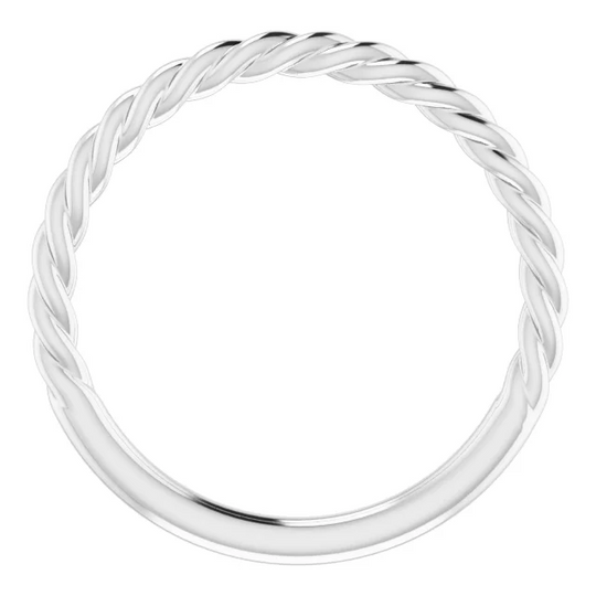 14K White 1.5 mm Twisted Rope Band Size 7-