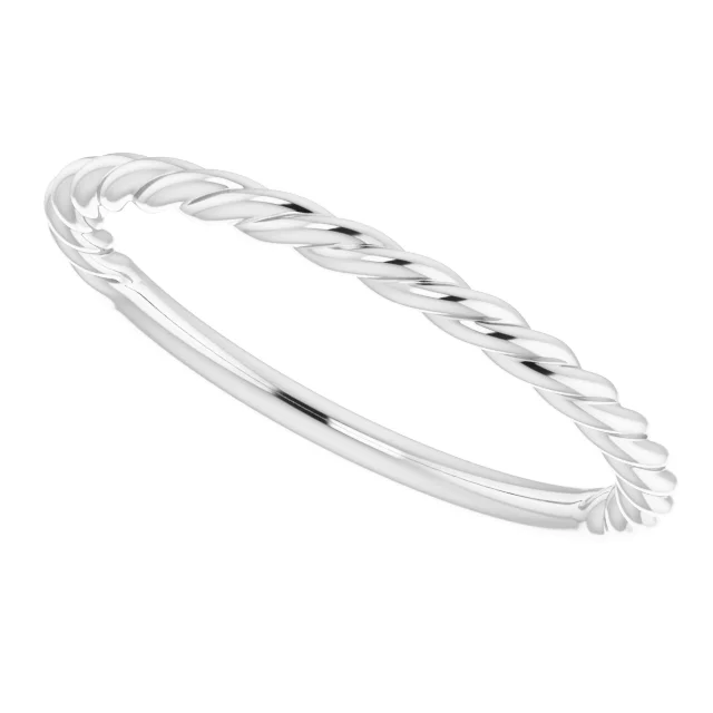 14K White 1.5 mm Twisted Rope Band Size 7