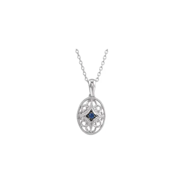 Sterling Silver Blue Sapphire 18" Necklace