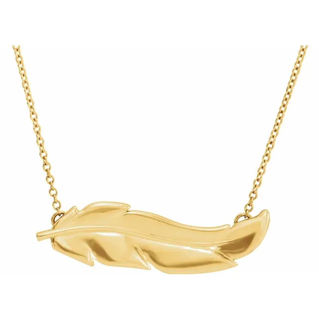 14K Yellow Feather 16-18" Necklace-