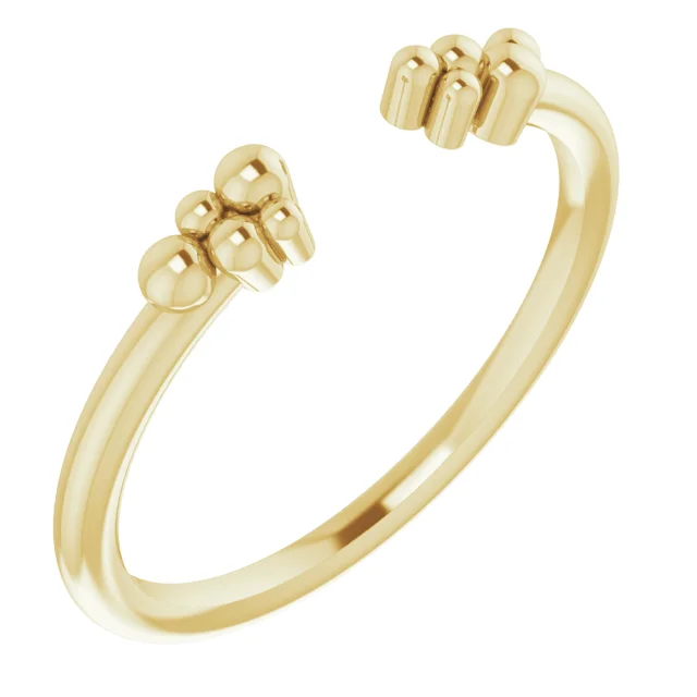 14K Yellow Stackable Beaded Negative Space Ring-7.00 (approximate standard size)-