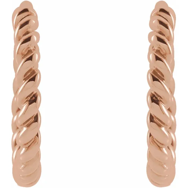 14K Rose Twisted Rope 11 mm Hoop Earrings-