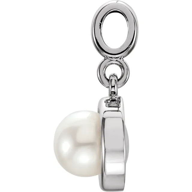 14K White Freshwater Cultured Pearl Pendant-